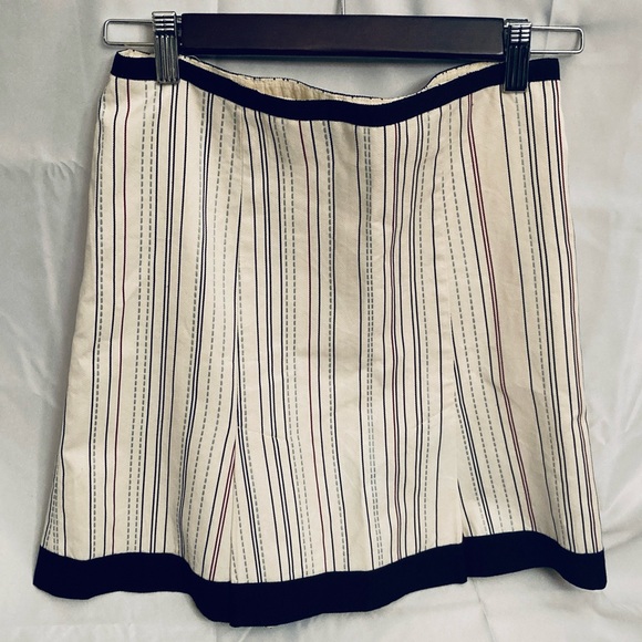 Nanette Lepore Off-White Striped Cotton A-Line Above Knee Skirt Size 4 - Picture 5 of 5